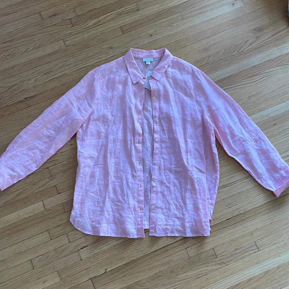 J. Jill light pink linen button-down shirt